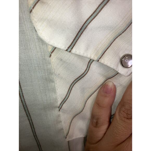 Vtg Miller Western Wear Men's 16x35 Pearl Snap Shirt White Stripped - Picture 10 of 11